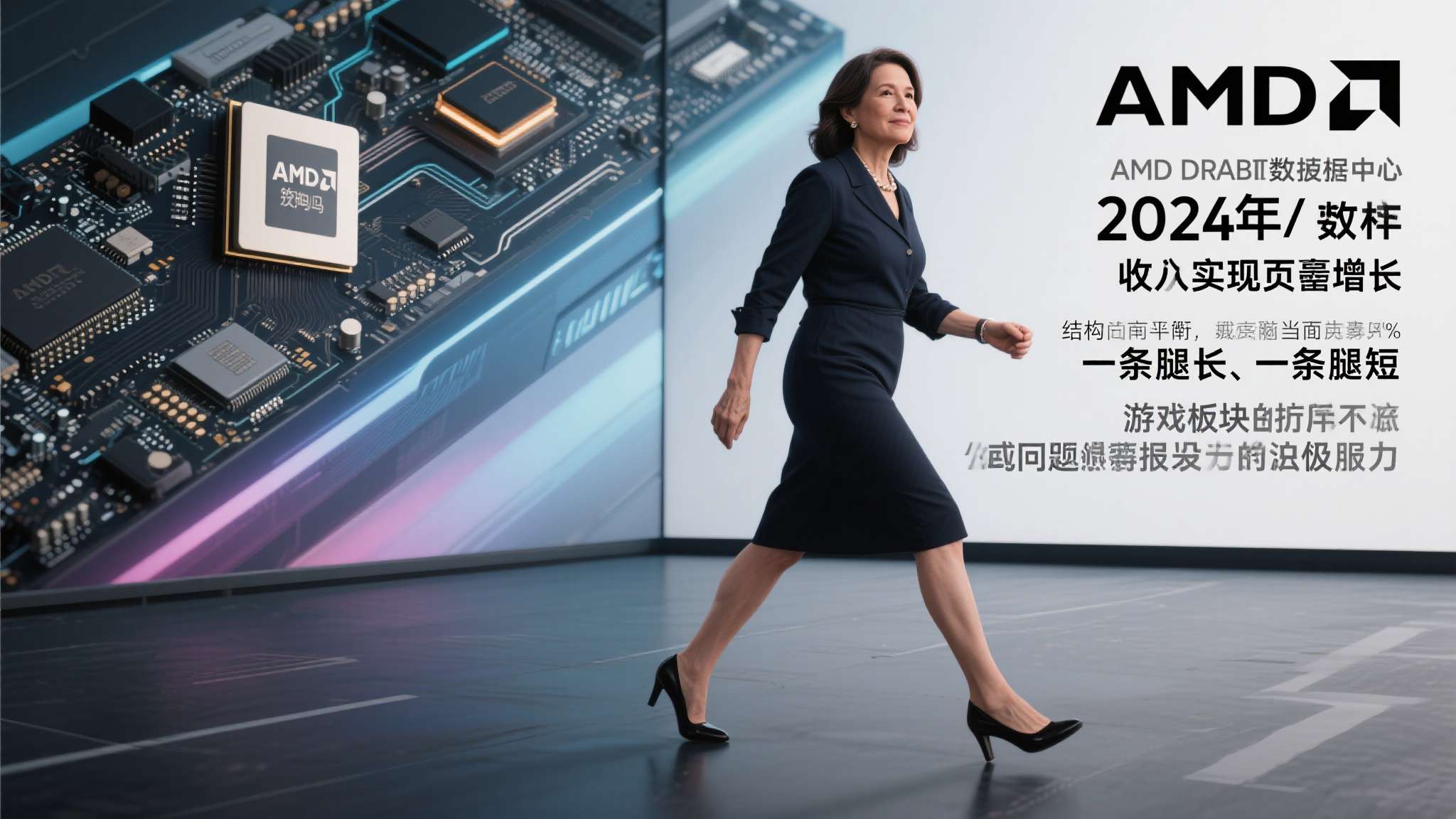 以2024年为例，AMD的数据中心收入实现了强劲增长，但游戏板块的持续疲软几乎抵